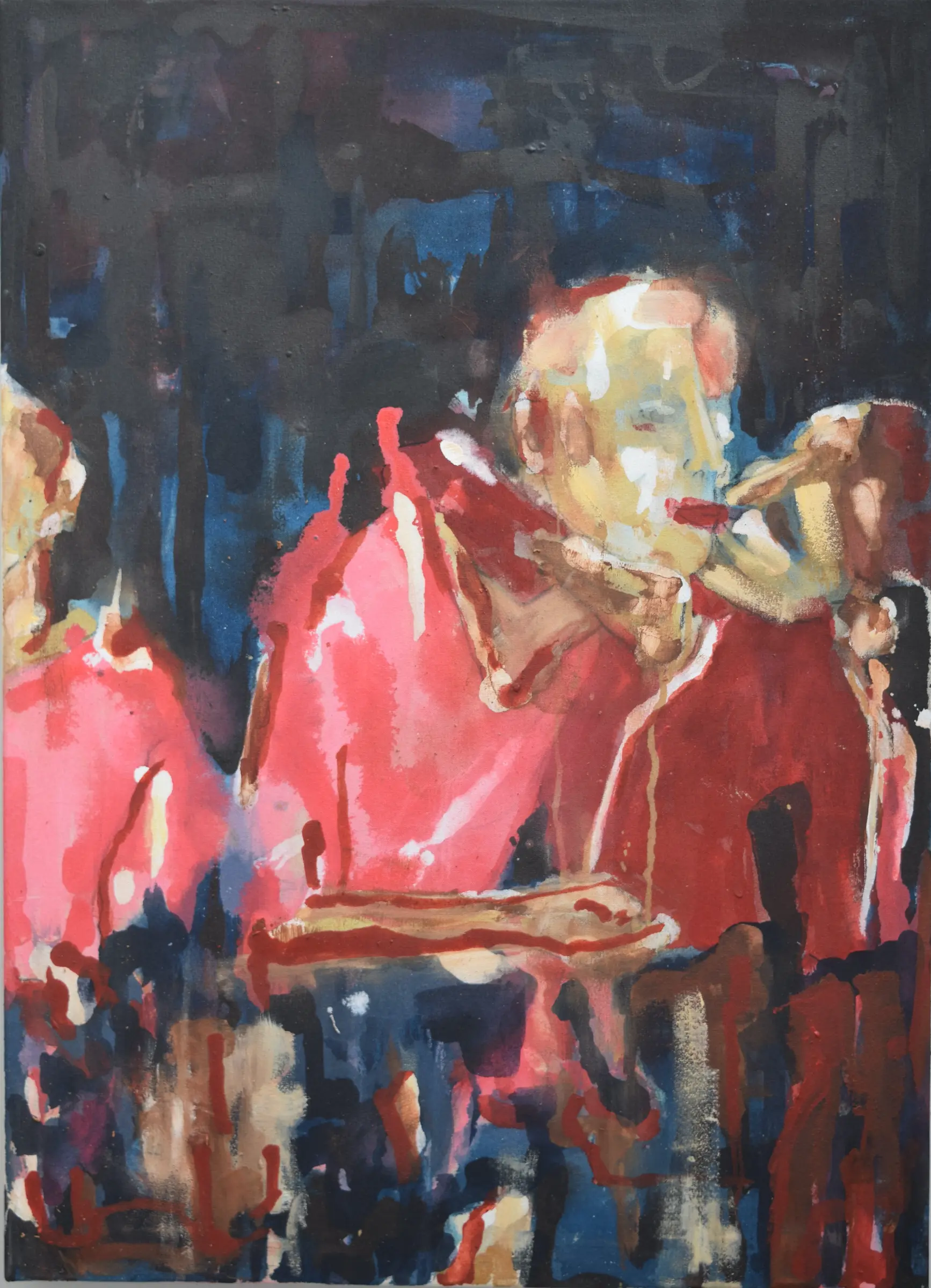 Portrait of two figures outside