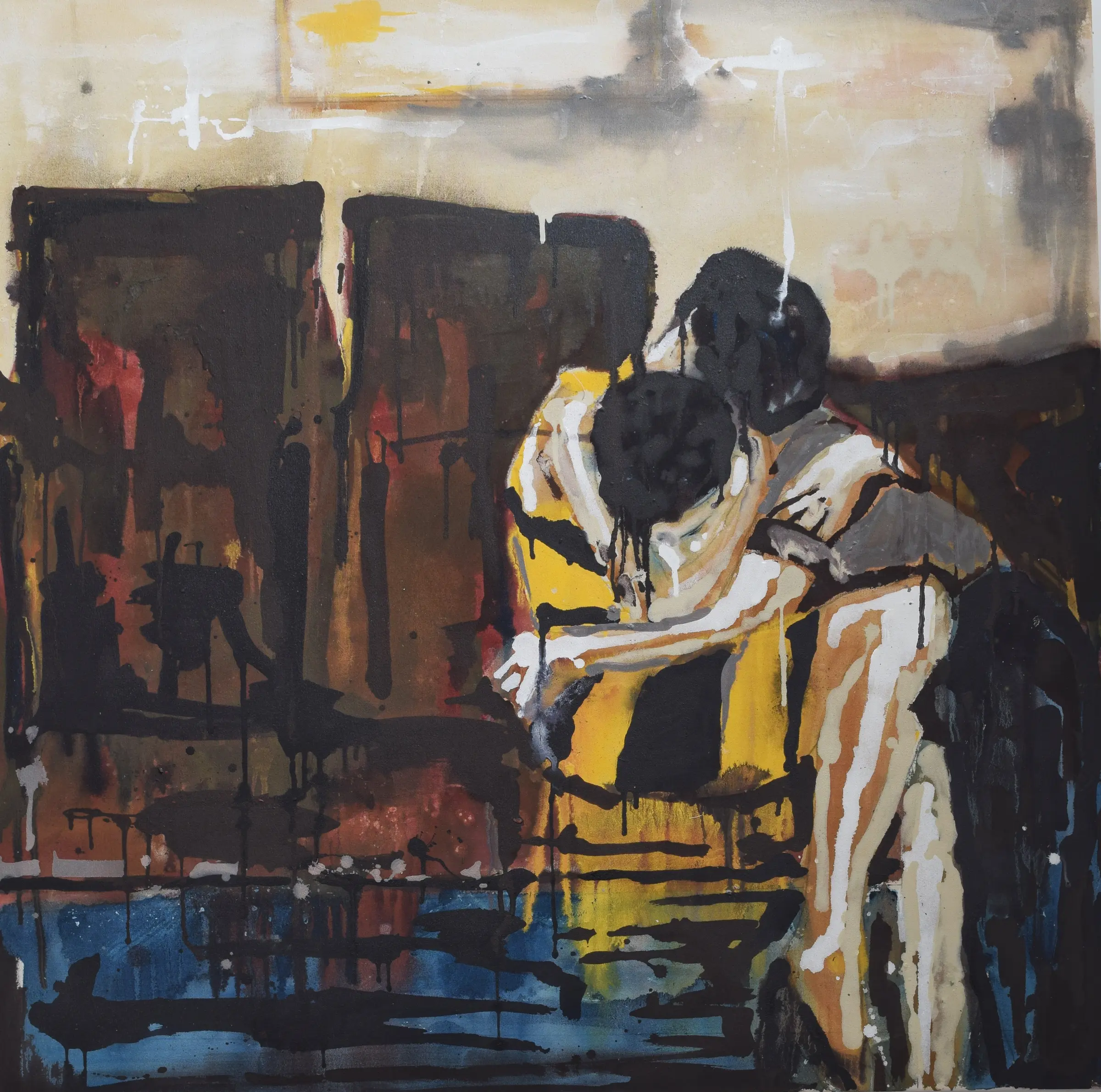 Portrait of two figures, seated