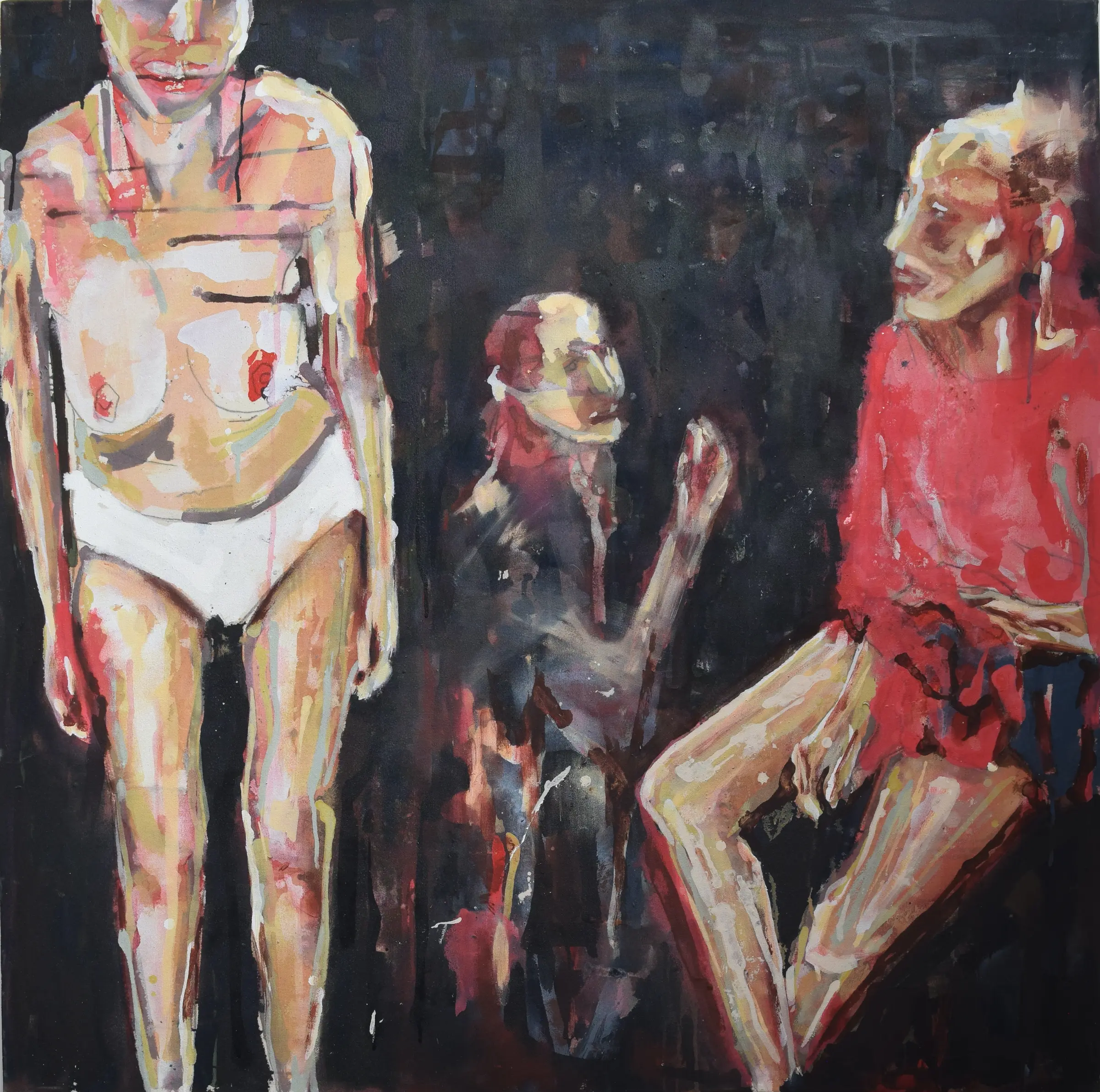 Three figures outside